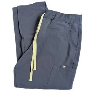 FIGS Women's Yola High Waist Scrub Pants Slate Blue Size XXL Petite Nurse EMS
